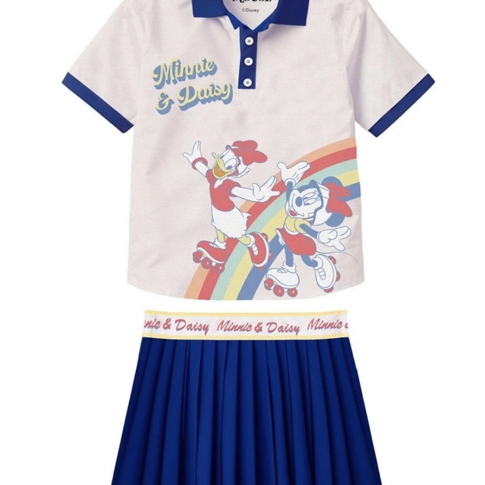 Disney toddler girls clothes 2-pc Minnie & Daisy Polo Shirt & Plated Skirt 2T NW
